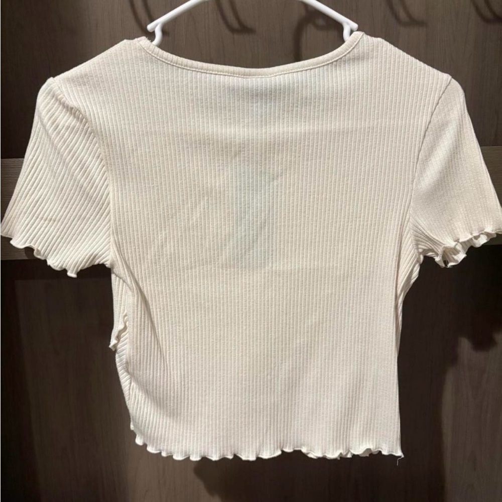 Wild Fable Cream Ribbed Crop Top - Picture 2 of 3